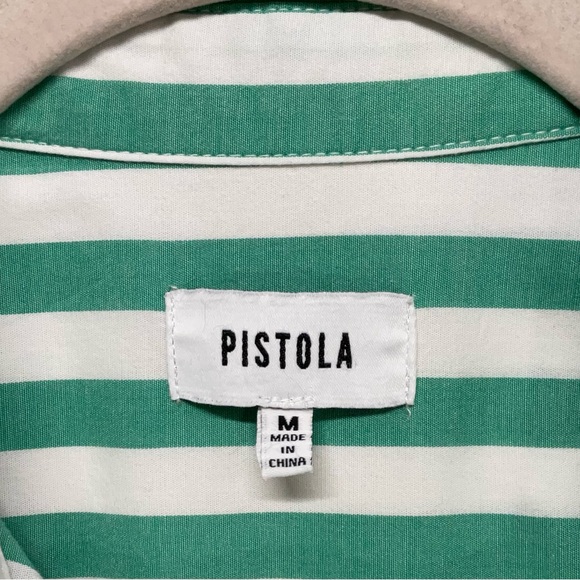 Pistola Sloane Clover Green Stripe Button Up Blouse Womens M - Picture 5 of 10